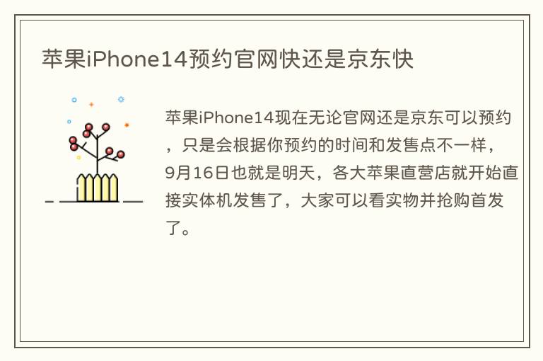 苹果iPhone14预约官网快还是京东快