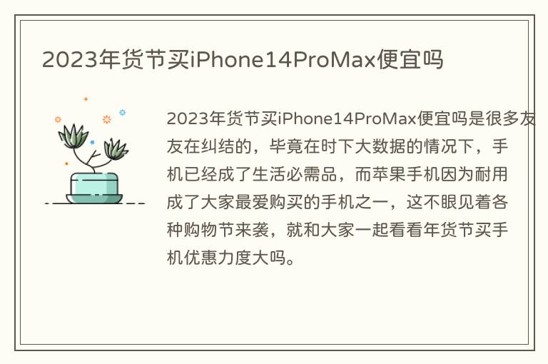 2023年货节买iPhone14ProMax便宜吗