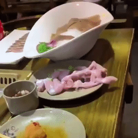 端上餐桌的生鸡肉竟然自己跑了~食客吓懵了